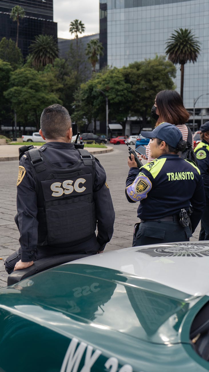 police officers standing on the city street
