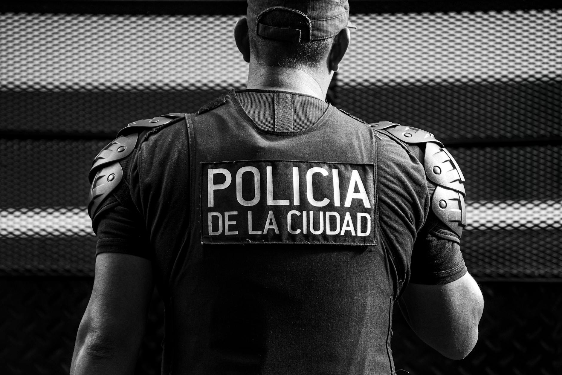 back view of buenos aires city police officer