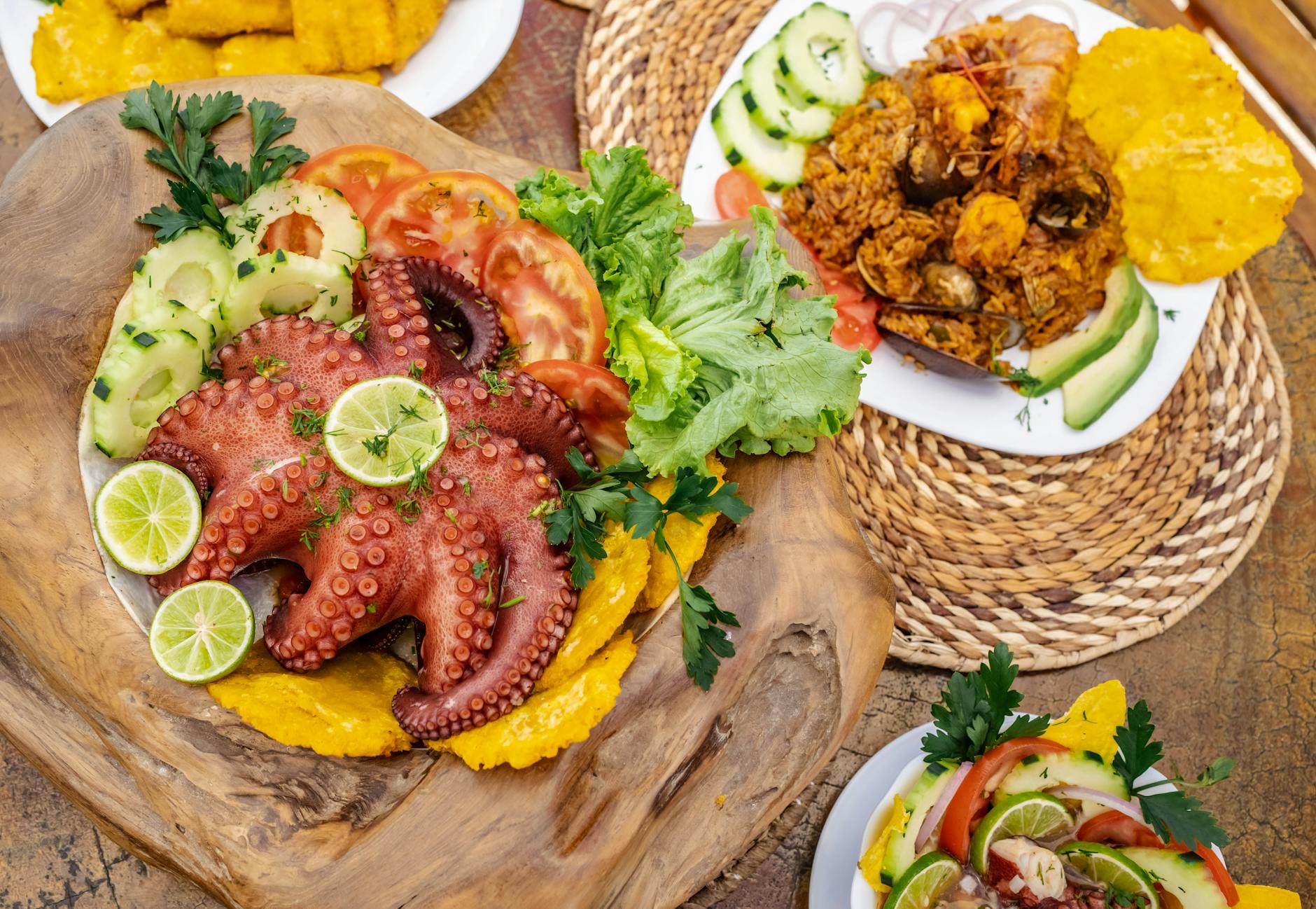 food on top of a wooden table