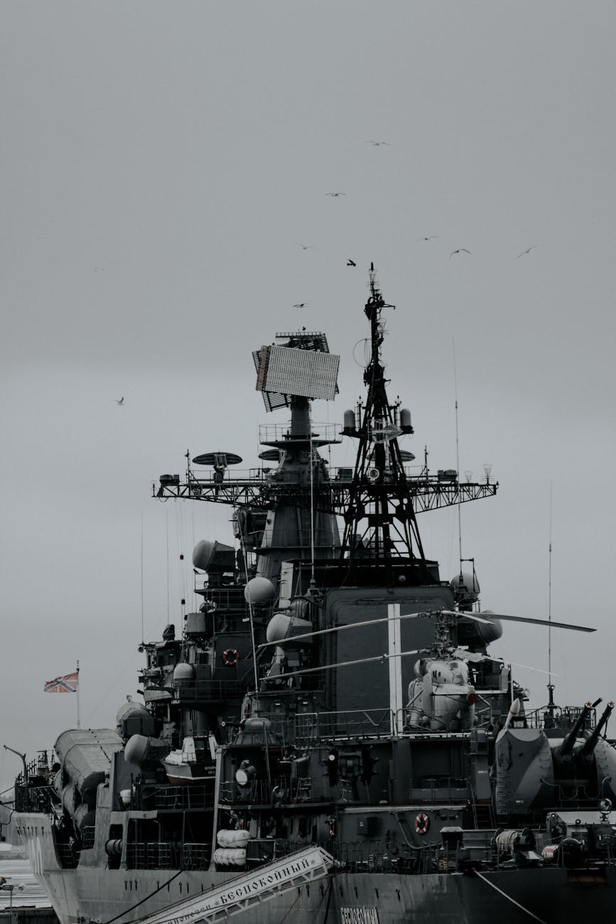 monochrome photo of a vessel