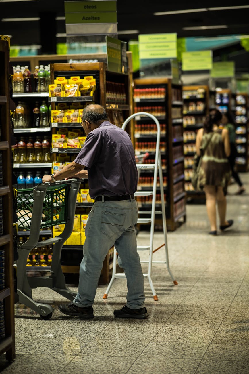 people walking in market